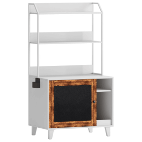 Graffiti Litter Box With 2 Storage Shelves And 1 Gate Fence (Color: White)